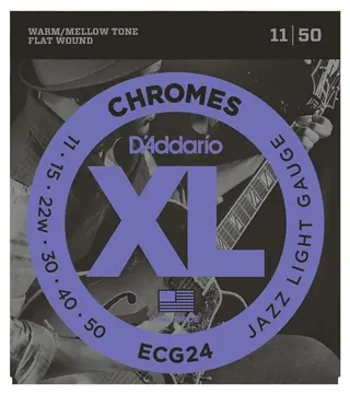 D'Addario ECG24 Chromes Flat Wound Jazz Light Electric Strings (.011-.050)