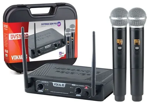 Vokal Microfone Sem Fio Duplo de Mão Vokal DVS100DM