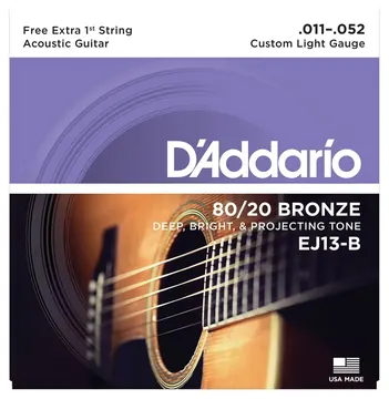 Daddario Encordoamento para Violao D'Addario EJ13-B Custom Light 0.011