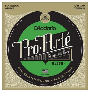 D'Addario EJ25B Pro-Art Black Nylon Composite, Flamenco Acoustic Guitar Strings