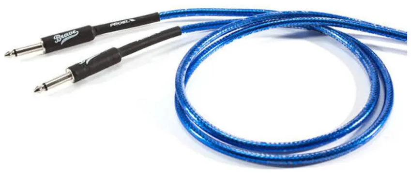 Proel BRV100LU6TB Cavo Jack Mono 6.3 mm a Jack mono 6.3mm flessibile 6 mt. Blu