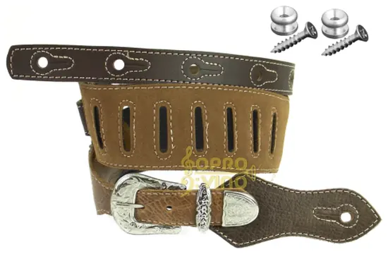 Basso Correia Alça Violão Guitarra Baixo Marrom Cowboy Couro Sintético Basso Western Cód. DA252