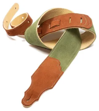 Franklin 2.5" Olive Suede Strap/Rust End Tabs/Natural Stitching