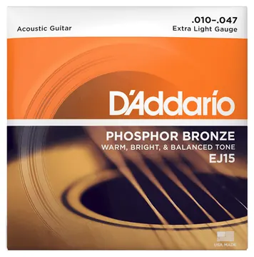 D'addario EJ15 Phosphor Bronze (.10-.47) Acoustic Extra Light