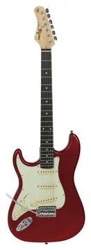 Tagima TG-500 CA E/MG LH TW Series Stratocaster Vermelha C/ Escudo Mint Green e Escala Escura Canhota