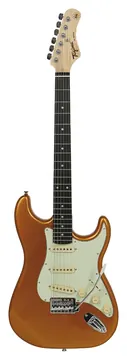 Tagima TG-500 MGY E/MG TW Series Stratocaster Metallic Gold Yellow C/ Escudo Mint Green e Escala Escura