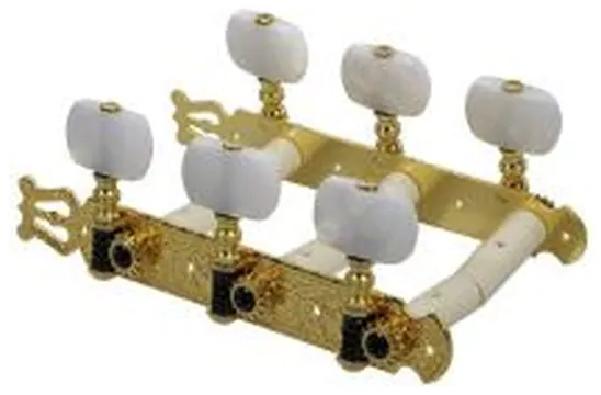Deluxe Classical Guitar Machine Heads 3 Left, 3 Right - Pearloid / Gold, MH093GK-A1W
