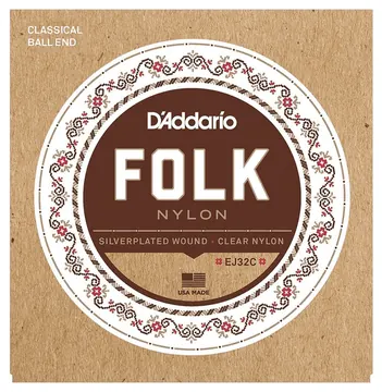 D_Addario D'addario EJ32C "folk Nylon" Jeu DE Corde Nylon & Argent Guitare Folk