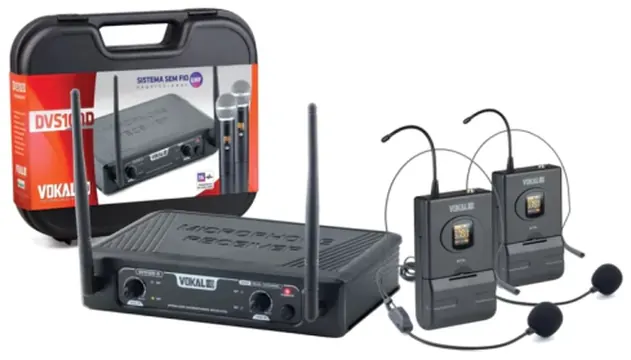 Vokal Microfone Sem Fio Vokal Dvs100dh Uhf Duplo de Cabeça (1577)