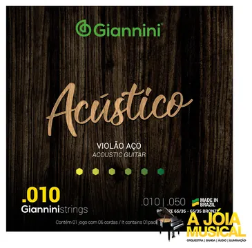 Giannini Encordoamento Giannini Acústico 010 Violão Aço