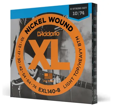 D'Addario EXL140-8 8-String Nickel Wound Electric Guitar Strings, Light Top/Heavy Bottom, 10-74