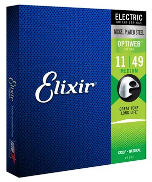 Elixir 19102 Optiweb Coated 11-49 Medium Electric Guitar Strings 100% Genuine