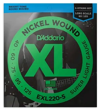 Jogo de Cordas D'Addario EXL220-5 40 125 para Baixo de 5 Cordas