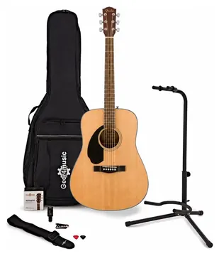 Fender CD-60S Left Handed Acoustic, Natural with Accessory Pack, Build Your Own Bundle