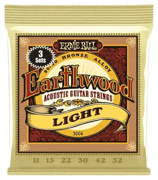 Ernie Ball 3-Pack Earthwood Acoustic Guitar String Set, 80/20 Bronze, Extra Light .011-.052