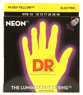 DR NYE-9 Set corde FLUO gialle per chitarra elettrica .09 .42