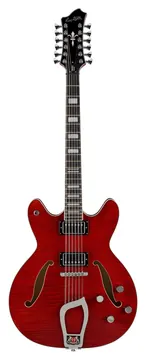 Hagstrom Viking Deluxe 12 -04 Vintage Hollowbody 12-saitige E-Gitarre, wild cherry transparent