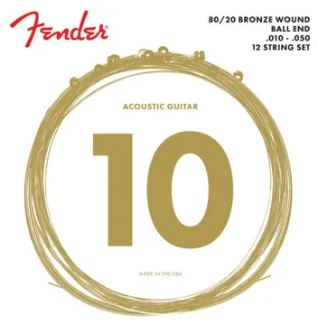 Fender 80/20 Bronze Acoustic Strings Ball End 70-12L .010-.050 (12)