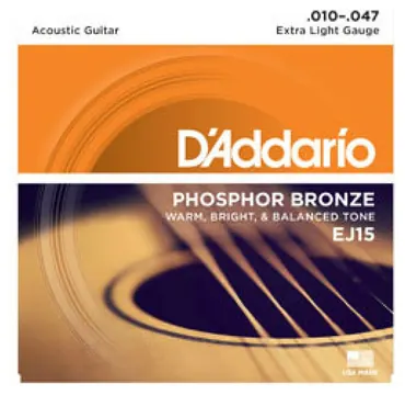 3 Sets of D'Addario EJ15 Phosphor Bronze Acoustic Guitar Strings 10-47