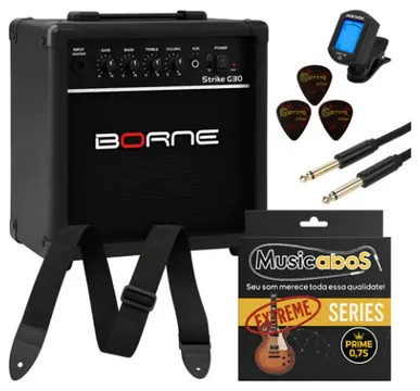 Borne Amplificador Guitarra Borne Strike G30 Preto + Acessorios