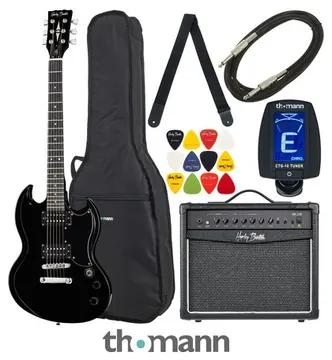 Harley Benton DC-200 BK Student Serie Bundle