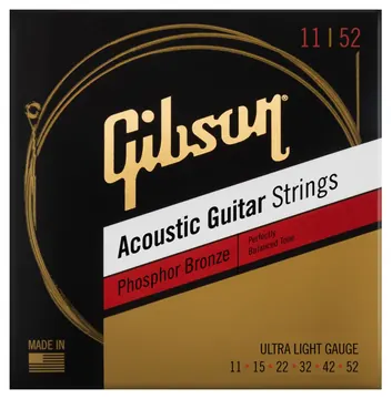 Gibson Phosphor Bronze Acoustic Guitar Strings Ultra Light 011-052