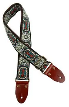 Gaucho 2" Guitar Strap with Brass Buckle - Green/Orange, GST-1281-2