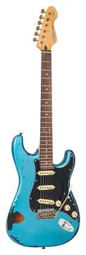 Vintage V6 Icon - Distressed Gun Hill Blue Over Sunburst