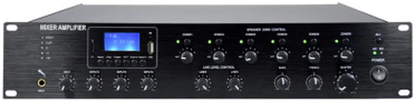 Glemm Amplificador Audio 100V 1000W FM/USB/MP3 – 6 Zonas