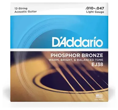 D'Addario EJ38 - 12-String Acoustic Phosphor Bronze | 10-47