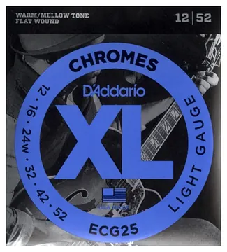 D'Addario ECG25 Chromes Flat Wound Light 12-52