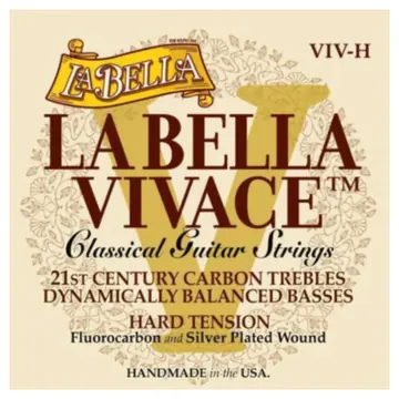 La Bella Encordoamento La Bella Vivace Carbono em Tensão Alta para Violão de Nylon - VIV-H