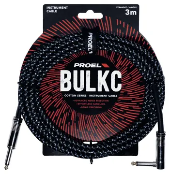 Proel BULK120CLU3LB Cavo jack Mono 6.3 a jack Mono 6.3 a angolo 3mt Nero/Azzurro