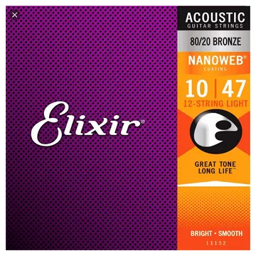 Elixir Acoustic 12-Str Set (.10-.47) 80/20 Bronze w/NANOWEB Coating