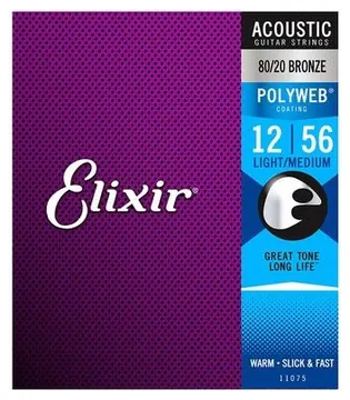 Elixir Polyweb Acoustic Guitar Strings Light Medium 12-56