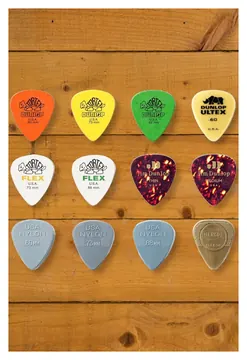 Dunlop Picks Acoustic Guitar Variety Pack 12 Assorted Plectrums