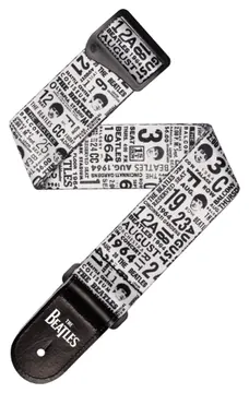 D'Addario Beatles 1964 US Tour Ticket Stubs Guitar Strap, Black and White