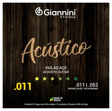 Giannini Encordoamento Para Violão Aço .011 Giannini GESPW Bronze Série Acústico