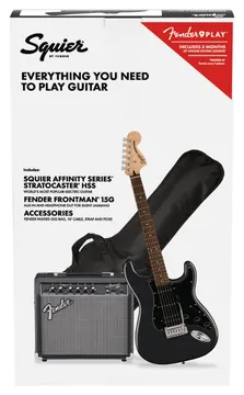 Squier Affinity Stratocaster HSS Guitar Pack Charcoal Frost Metallic