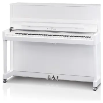 Kawai K-300 Klavier weiß poliert mit Chrom-Beschlägen und AURES-2-Hybridsystem – Millennium-III-Mechanik, Fichten-Resonanzboden