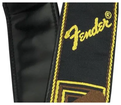 Fender Monogrammed Guitar Strap | Black/Yellow with Brown