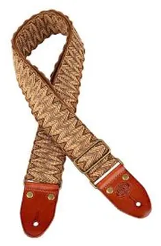 Gaucho Woven Guitar Strap with Leather Slips Brass Buckle - Suede Backing - Dark Woven Design
