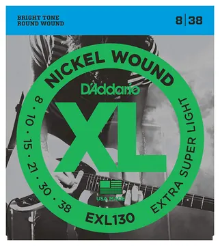 D'Addario EXL130 Nickel Wound, Extra-Super Light, Electric Guitar Strings 8-38