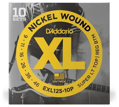 D'Addario EXL125-10P - XL Electric Nickel Wound 10er Pack | 009-046