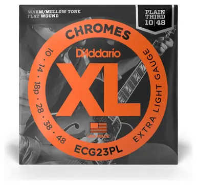 D'Addario ECG22PL 10-48 Extra Light, Plain Third, XL Chromes Electric Guitar Strings