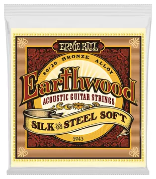 Ernie Ball 2045 Earthwood Bronze Silk & Steel Sof Saiten für A-Gitarre, 80/20 Bronze, .011-.052