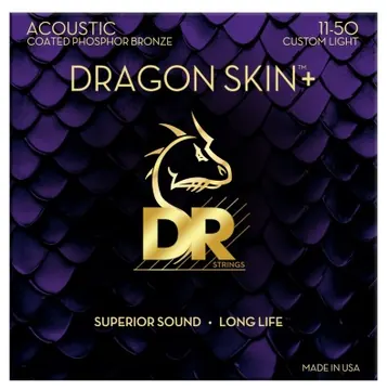 Dr Strings Dap-11 Dragon Skin+ Muta di corde per chitarra acustica 11-50