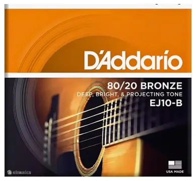 D'addario Encordoamento D'addario Violão Aço EJ10-B Bronze 80/20 .010 - .047 Extra Light Gauge