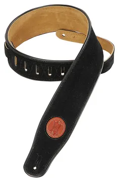 LevyS MSS3-BLK Suede Leather Serie Leder-Gitarrengurt (63mm), schwarz