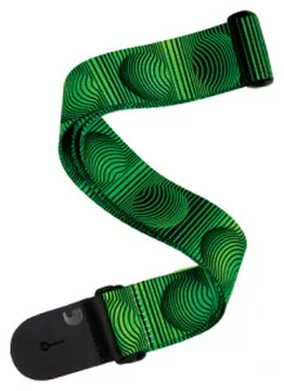 Daddario D'Addario Polyester Guitar Strap, Optical Art, Green Orbs